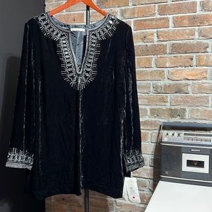 Peter Nygard jeweled velour top